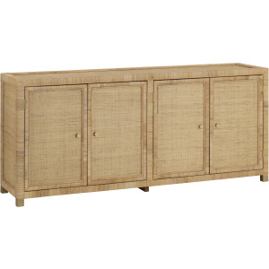 W Tan Wooden Four Door Credenza Sideboard