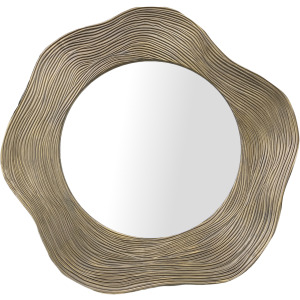 Ripples Organic Wave-edged Gold Round Accent Mirror