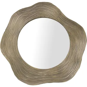 Ripples Organic Wave-edged Gold Round Accent Mirror