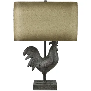 Brown Resin Table Lamp With Beige Rectangular Linen Shade