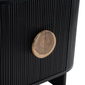 Black Wooden Two Door Accent Cabinet With Sleek Storage