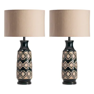 Resin Table Lamp With Oat Linen Shade