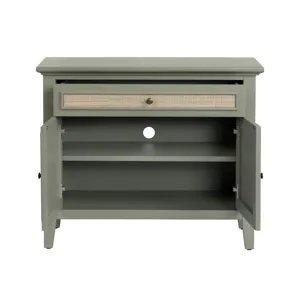 2-door, 1-drawer Green And Tan Accent Cabinet