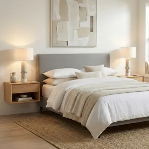 Modern Ceramic Table Lamp In Cream With White Linen Drum Shade