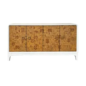 4-door Natural Mappa Burl And White Media Credenza/sideboard
