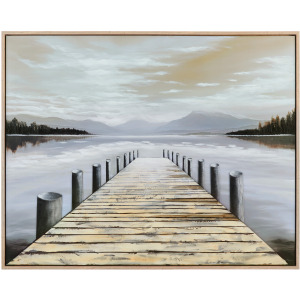 Thornton Serene Lakeside Dock Framed Canvas Painting