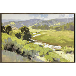 Green Streams Landscape Framed Canvas Painting