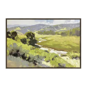 Green Streams Landscape Framed Canvas Painting