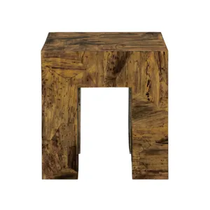 Square Brown Wooden Accent End Table