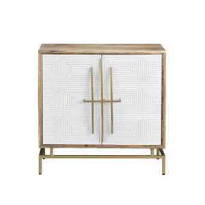34 In. Brown Solid Wood 2 Door Accent Cabinet