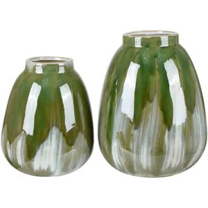Cluett Green Vase Set Of 2