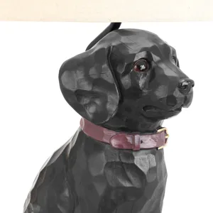 Resin Labrador Table Lamp With Oat Linen Shade