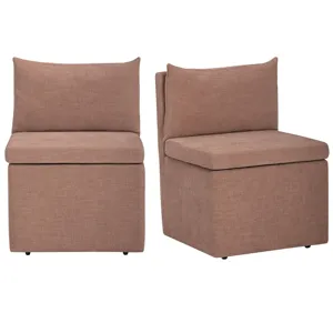Set Of 2 Rust Upholstered Dining Chair With Castors