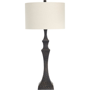 Resin Table Lamp With Oat Linen Drum Shade