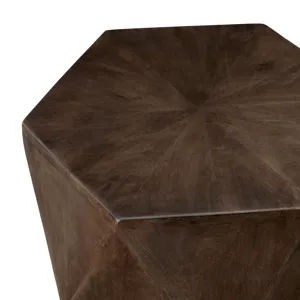 Brown Solid Wood Hexagonal Accent/end Table