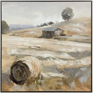 Hay Fields Framed Canvas Wall Art