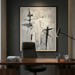 Crosswinds Of Shadow Abstract Hand-painted Framed Canvas Wall Art