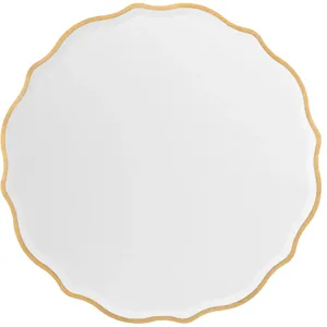 Aurora Scalloped Gold-edged Round Wall Mirror