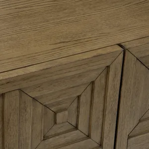 W Brown Wood Four Door Credenza Sideboard