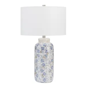 Ceramic Table Lamp With Drum Linen Shade