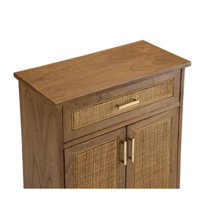 Brown Wooden Two Door One Drawer Accent Cabinet