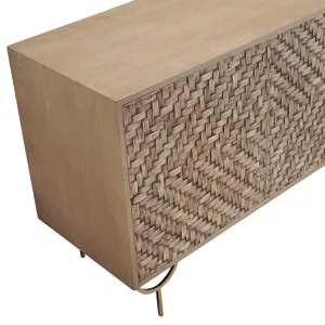 Honey Brown 4 Door Media Credenza/sideboard