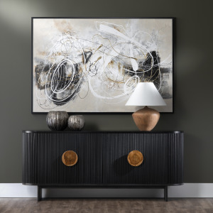 Golden Chaos Abstract Framed Canvas Painting