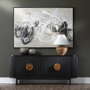 Golden Chaos Abstract Framed Canvas Painting
