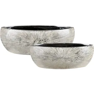 Meadowlark Modern Silver Ceramic Bowls - Set Of Two