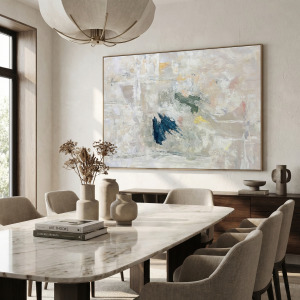 Pale Drift Abstract Framed Canvas Wall Art