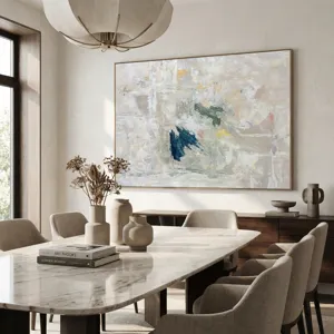 Pale Drift Abstract Framed Canvas Wall Art