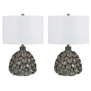 Set Of 2 Ceramic Table Lamp With Linen Shade