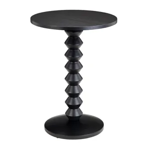 Black Painted Round Accent End Table