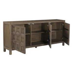 80.5 In. Brown Wood Grain 3 Door Media Credenza/sideboard