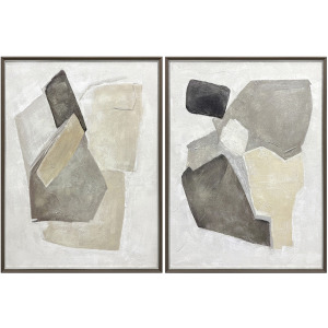 Halstead 2-piece Abstract Neutral Framed Canvas Wall Art Set
