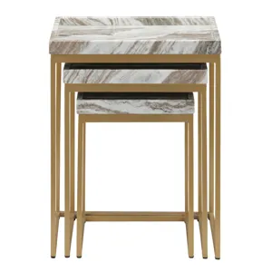 3 Piece Torrento Marble Nesting/end Tables