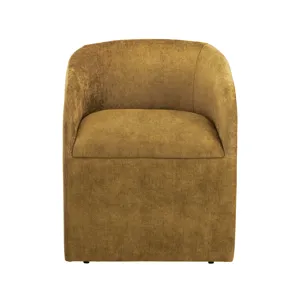 Set Of Two Yellow Upholstered Dining Chairs