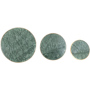 Seville 3-piece Modern Marble-effect Green And Gold Framed Wall Art