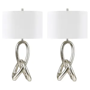 Set Of 2 Resin Table Lamp With Linen Shade