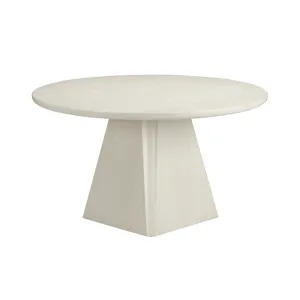 Round Cream Wooden Dining Table