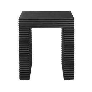 Square Black Wooden Accent End Table