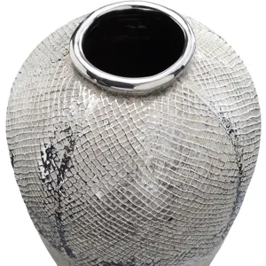 Silverlight Modern Textured Ceramic Vases Set Of 2