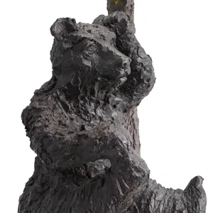 Resin Bear Table Lamp With Oat Linen Drum Shade