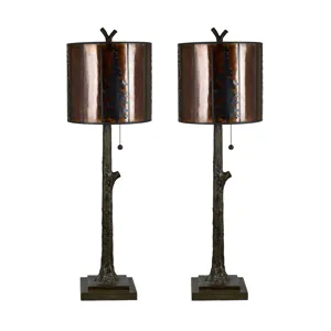 Set Of 2 Resin Buffet Lamp With Mica Shade