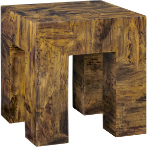 Square Brown Wooden Accent End Table