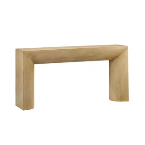 W Tan Wood Accent Console Sofa Table