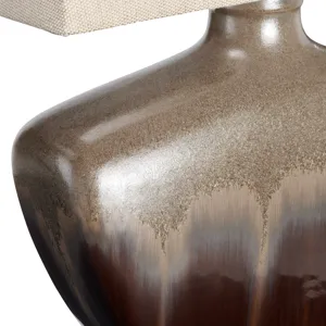 Ceramic Table Lamp With Rectangular Oat Linen Shade Crystal Base