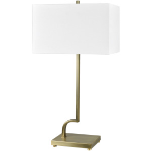 Metal Table Lamp With White Linen Shade