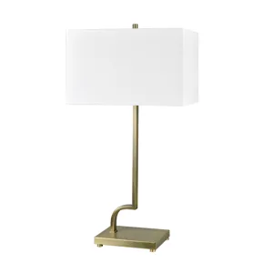 Metal Table Lamp With White Linen Shade