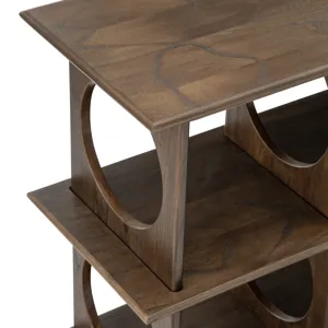 W Brown Wood Accent Console Sofa Table With Two Shelves